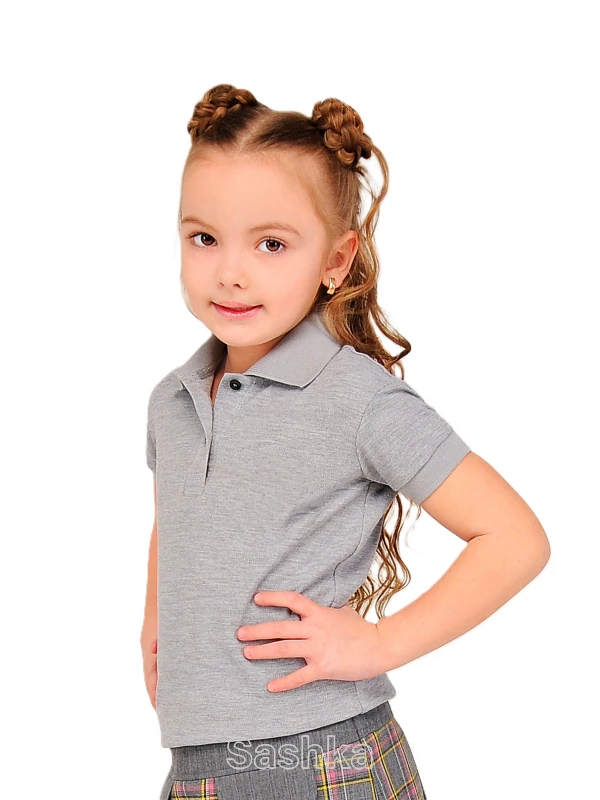 Поло для дівчинки Sashka сіре, розмір 116-164